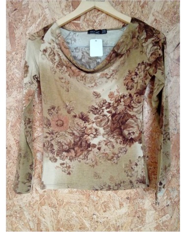 TEE SHIRT MARRON FLEUR