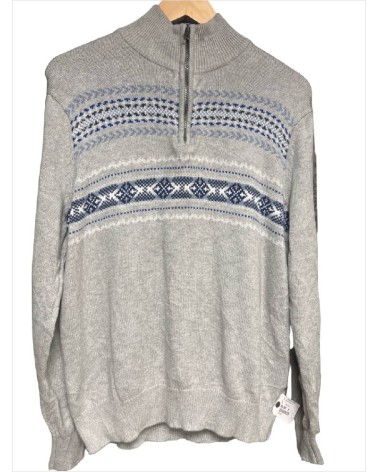 PULL GRIS AVEC DESSIN BLEU