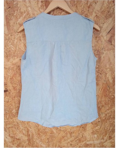 DEBARDEUR CHEMISE BLEU CIEL COL V